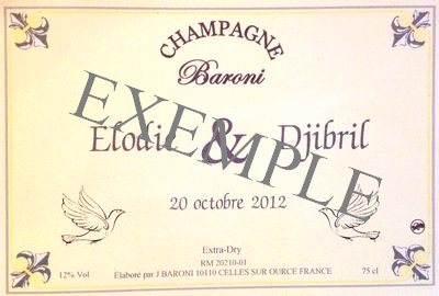 Etiquette personnalisée Champagne Baroni